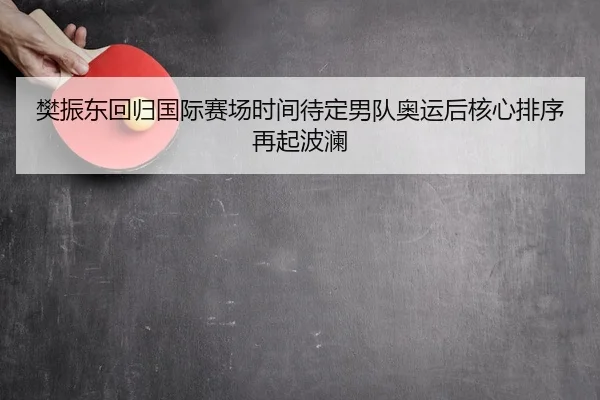 樊振东回归国际赛场时间待定男队奥运后核心排序再起波澜